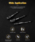 Impact Grade Socket Adapter Set Three-Piece With Bit Holder One Quarter Inch Three Eighths Inch SAE Hex Shank Black Finish