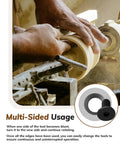 Hands using 10 Pcs 16Mm Round Tungsten Carbide Indexable Lathe Tool Bits for multi-sided wood shaping and carving.