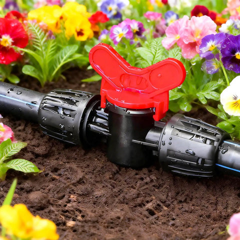 Thirteen Piece One Half Inch Drip Irrigation Shut Off Valves Kit With Barbed Lock Nut Connectors For One Half Inch Drip Tubing