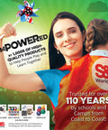 Woman holding child with S&S Worldwide slogan and pinwheel on green background, promoting high-quality educational products.