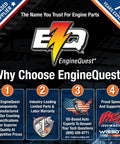 EngineQuest informational image with logo and features like US-based support and industry warranty.