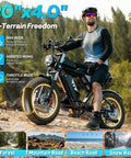 Cyclist on Beast 1500W Fat Tire Electric Bike For Adults With 48V 15.6Ah Removable Battery on rocky terrain