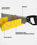 12 Inch Hand Saw With Mitre Box Storage System for back saws with quick release finger button and bench mount holes.