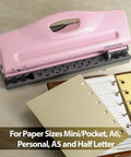 Adjustable 6 Hole Punch For Planners And Binders With 8 Sheet Capacity In Pink A5 Ready Right Out Of The Box And Versatile