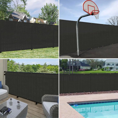 Privacy Fence Screen 4x50 For Yard And Pool Area Heavy Duty Windblock Mesh Shade Cloth With Brass Grommets Black installed outdoors