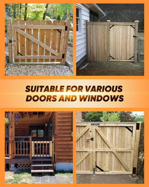 Heavy Duty Gate Brace Kit Anti Sag Gate Hardware Corner Brace For Wooden Fences and Doors with Black Steel Hinges and Brackets