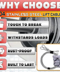 Beefy Heavy Duty Garage Door Cables For 12 Ft Doors 13 Ft 6 In Long Two Pack 304 Galvanized Wire strength features