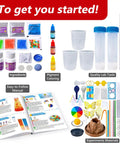 111 Experiments Science Kit For Kids With Chemistry Set STEM Toys For Boys And Girls Kid Friendly Birthday Gifts Volcano Crystals Physics Lab Educational Learning Project At Home Fun image showing lab tools, ingredients, and manual.