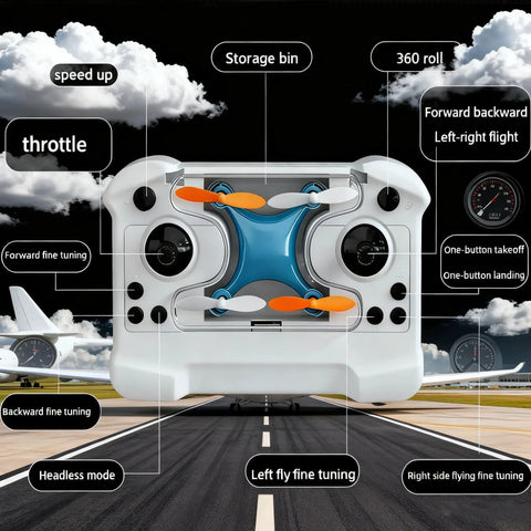 All Ages Mini Drone For Easy Stunt Flights With 360 Degree Tricks, Beginner Friendly Stunt Flyer, remote as storage case