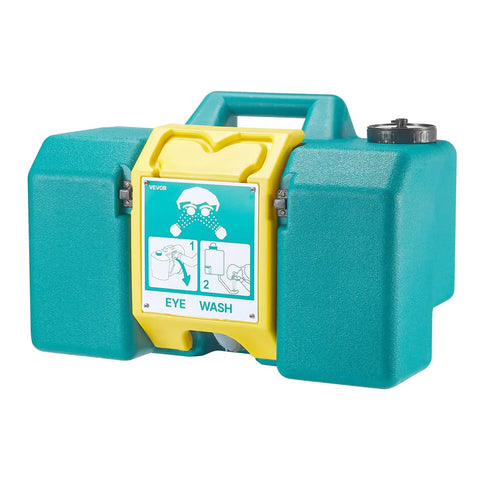 Go To Portable 8 Gallon Eye Wash Station With Two Sprays OSHA Approved And ANSI Z358.1 2014 Compliant in green with handle