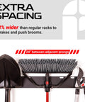Garage Tool Organizer Wall Mount Rack With Beefy Heavy Gauge Steel Backplate And Welded Hooks holds shovel, broom, shears