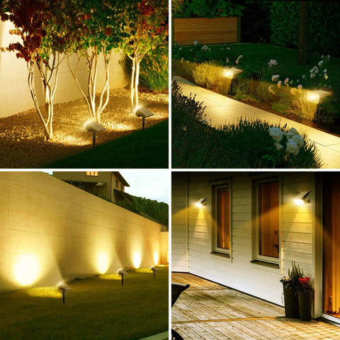 8 Pack Outdoor Solar Spot Lights With 65 LEDs IP65 Waterproof Landscape Pathway Garden Lights for Yard and House installed view