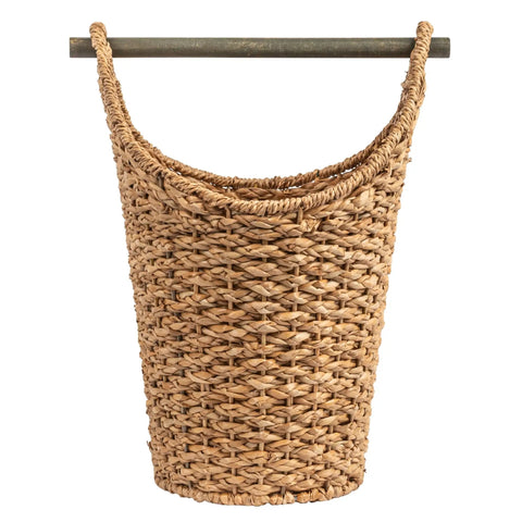 Bankuan Braided Oval Toilet Paper Basket With Wood Bar No Brainer Access And Storage Decorative Wicker Toilet Roll Holder