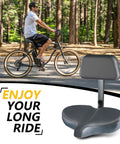 Oversized Bike Seat With Backrest For Maximum Comfort On Long Rides Wide Bicycle Saddle Replacement For Tricycle Electric Commuter And Stationary Bikes Soft Thick Foam Padding Waterproof Adjustable on commuter bike