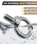 Four-Piece M12 X 20mm 304 Stainless Steel Eye Bolt Set Built Tough For Lifting With Shoulder Ring Heavy-Duty Threaded Eyebolts