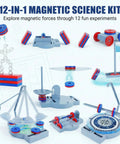 12 In 1 Magnetic Science Kit For Kids Hands On Physics Experiments - various magnetic experiments displayed