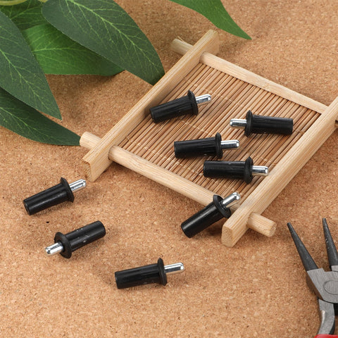 8 Piece Spring Hinge Pins for Cabinet Doors Damper Replacement Pins displayed on wooden surface