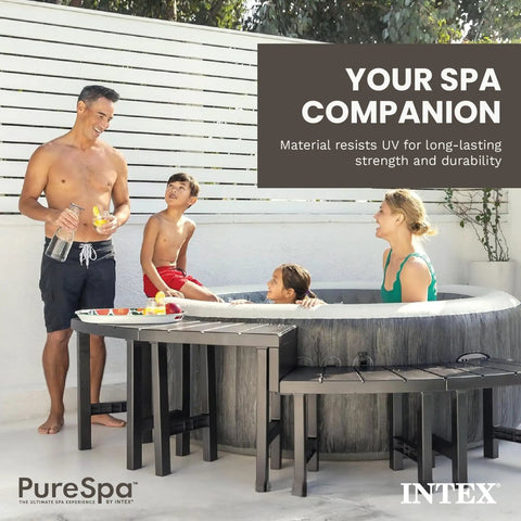 PureSpa Bench Set For Inflatable Hot Tubs 2 Medium And 2 Tall Seats With Built In Storage Compatible With 4 Person Round Spas