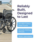 Cruiser Iii Lightweight Folding Wheelchair With Mag Wheels And 20 Inch Plush Seat Flip Back Arms Swing Away Footrests on wooden walkway.