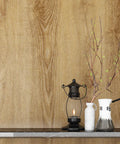 Brown wood grain wall with decor items; 36 Inches By 200 Inches Wood Grain Contact Paper Peel And Stick Wallpaper Waterproof Self Adhesive