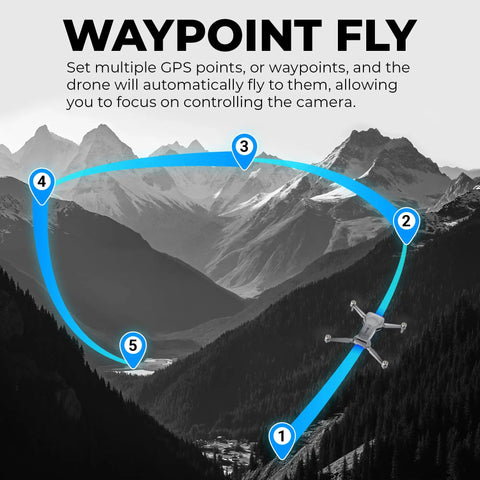 F23 GPS Drone With Camera for Teens and Adults Dope Flight Time 46 Minutes Foldable Drone displaying waypoint flight path.