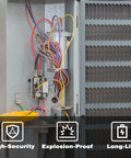 35/5 MFD Dual Run Start Capacitor 370V/440V CBB65 shown installed in AC unit with colorful wiring and safety features.