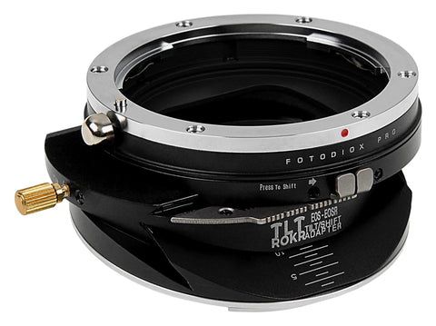 Tilt-Shift Lens Mount Adapter For Canon RF: Converts Canon EF Lenses To RF Bodies, black metal adapter with shift scale