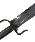Close-up of a black 18 Inch Polypropylene Wing Chun Sword Set Of 2 In Black Durable Practice Swords For Martial Arts Training Lightweight