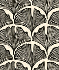 Novogratz Zebra Black Feather Palm Removable Peel And Stick Wallpaper For Easy DIY Accent Walls Off White Background Modern Tropical Vibe No Mess Install Made In The USA, showing black palm leaf pattern on off-white.