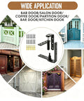 Badass Heavy Duty 304 Stainless Steel Self Closing Cafe Door Hinges Black Saloon Swing Mounts used on various doors.
