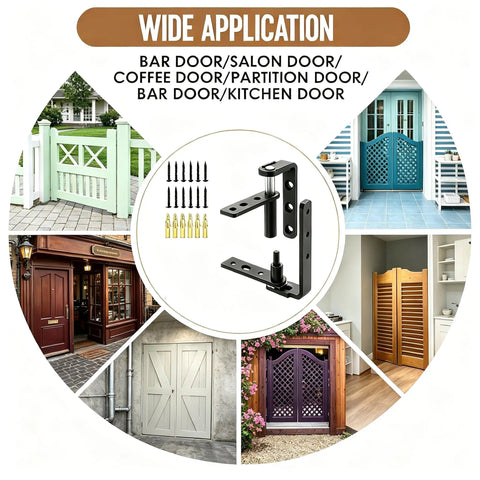 Badass Heavy Duty 304 Stainless Steel Self Closing Cafe Door Hinges Black Saloon Swing Mounts used on various doors.