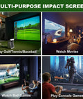 Multi-purpose impact screen for golf, movies, games; Ultra Safe Fireproof Golf Simulator Impact Screen For Indoor Training