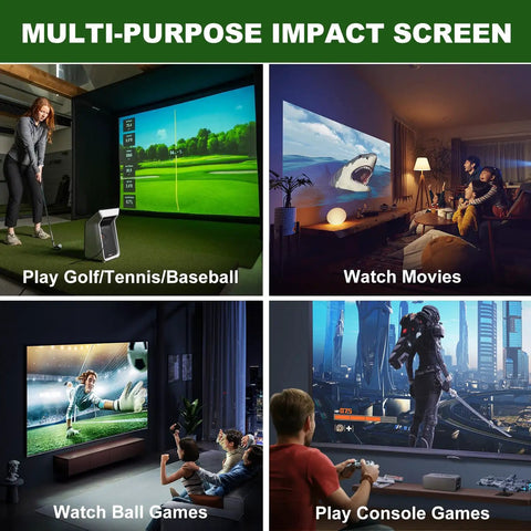 Multi-purpose impact screen for golf, movies, games; Ultra Safe Fireproof Golf Simulator Impact Screen For Indoor Training