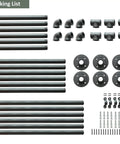 Packing list of 37 Inch Black Ceiling Mount Shelf Bracket Set With 3 Pairs U Shape Pipe Brackets For Kitchen Storage No Planks Included