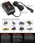 Automatic Trickle Battery Charger For 6V And 12V Batteries Hella Reliable 1250Ma Smart Maintainer with 12ft cable and SAE plug