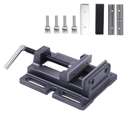 Heavy Duty 4 Inch Drill Press Vise With Soft Jaws For Scratch-Free Clamping, 7 Lb Weight, Dual Jaws For Precise Hole Drilling
