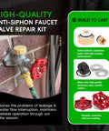 Image showing 2-Pack Universal Outdoor Faucet Repair Kit With Vacuum Breaker Included alongside anti-siphon valve parts.