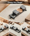 Fractal Vise With 100 Degree Adjustable Jaw For Irregular Shapes And Tall Pieces 120mm Clamping Range Dual Fixation Design Keeps Your Clamping Game Tight On CNC Router Machines, aluminum CNC vise clamping a round wooden workpiece
