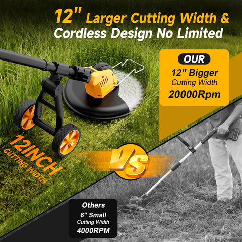 4-In-1 Cordless Weed Wacker With Wheel No Cords Needed 12-Inch Cutting 20000 RPM Brushless Electric Weed Eater comparison