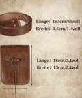 Top Tier Renaissance Belt Pouch And Retro Waist Bag Duo For Medieval Pirate Cosplay and Larp Essentials, showing dimensions of belt and pouch.