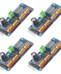 Four Pack PCA9685 16 Channel 12 Bit PWM Servo Driver Board For I2C Interface, showing four boards with multiple connectors and components
