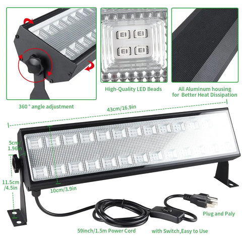 Upgraded 100W Black Light Bar 2 Pack With 104 LEDs Switch Plug And 5 Foot Cable Wide 120 Degree Beam