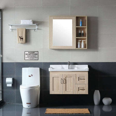 Two Pack Do Not Flush Sign For Bathroom Self Adhesive Aluminum Metal Sign With Brushed Aluminum Black Finish 9 By 6 Inches Perfect For Restrooms In Offices Restaurants And Homes, shown in a modern bathroom above toilet.