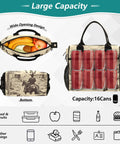 Desert Cowboy Insulated Lunch Bag Cooler Tote with wide opening, holds 16 cans, cowboy design, removable strap, for office and camping.