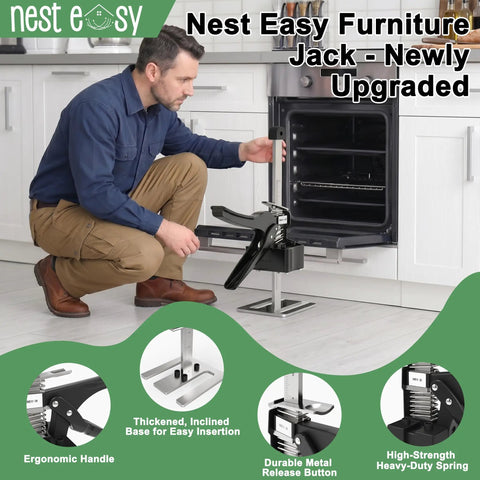 Heavy Duty Furniture Jacks 2 Pack Labor Saving Lifting Handles For Sofas Beds And Cabinets Up To 360 Lbs Capacity in use under oven.