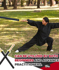 Person practicing with 2 Pack 33.5 Inch Foam Swords For Adults, Padded Sparring Training Swords With Foam Blades And Wood Handles, Black