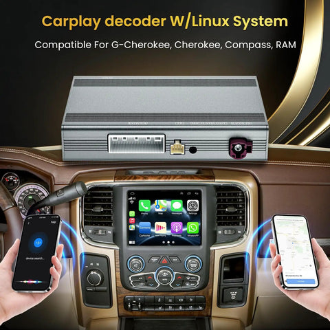 Jeep Cherokee Compass RAM CarPlay Decoder Retrofit Kit Wireless CarPlay And Android Auto Upgrade for GPS Navigation and Music