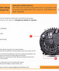 Diagram showing back view of 145 Amp 12V Heavy Duty Alternator for Chevy Silverado 1500 2005 2006, GMC Sierra 1500, labeled parts.