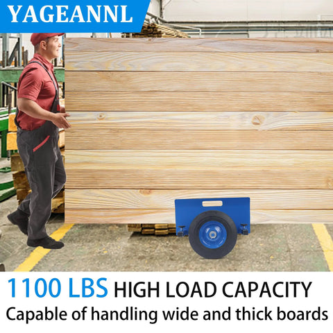 Heavy Duty Panel Dolly For Doors And Drywall, 1100 Pound Capacity, All Terrain Workhorse Slab Cart With 10 Inch Solid Wheels