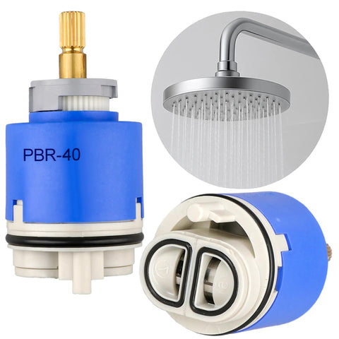 PBR 40 Faucet Cartridge Replacement Compatible With La Torre Cascade Nobili, showing ceramic stem and shower use.